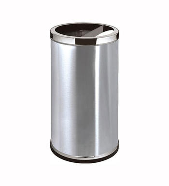 Stainless steel half open round bin-with ashtray